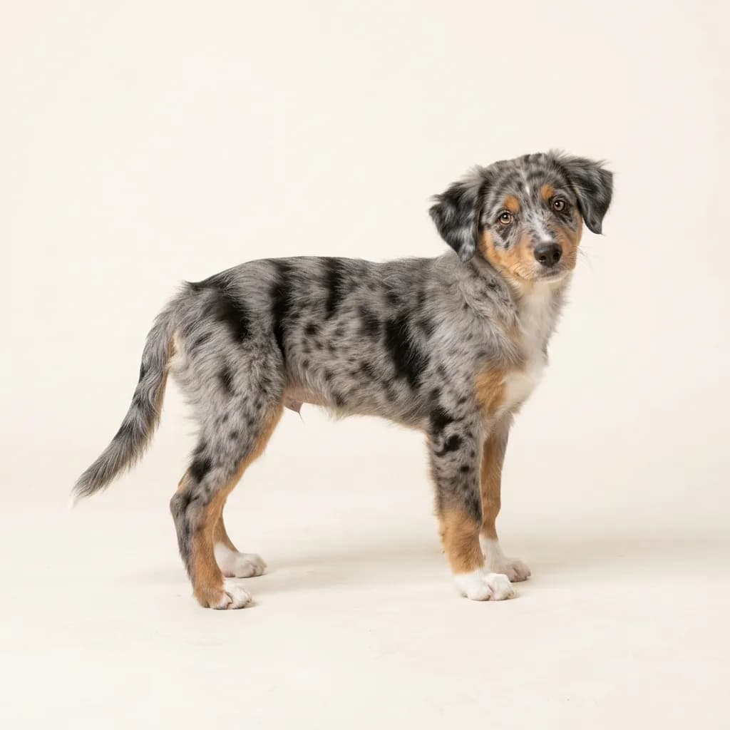 Aussiedor (Australian Shepherd x Labrador) in Blue Merle — Fellfarbe und Aussehen