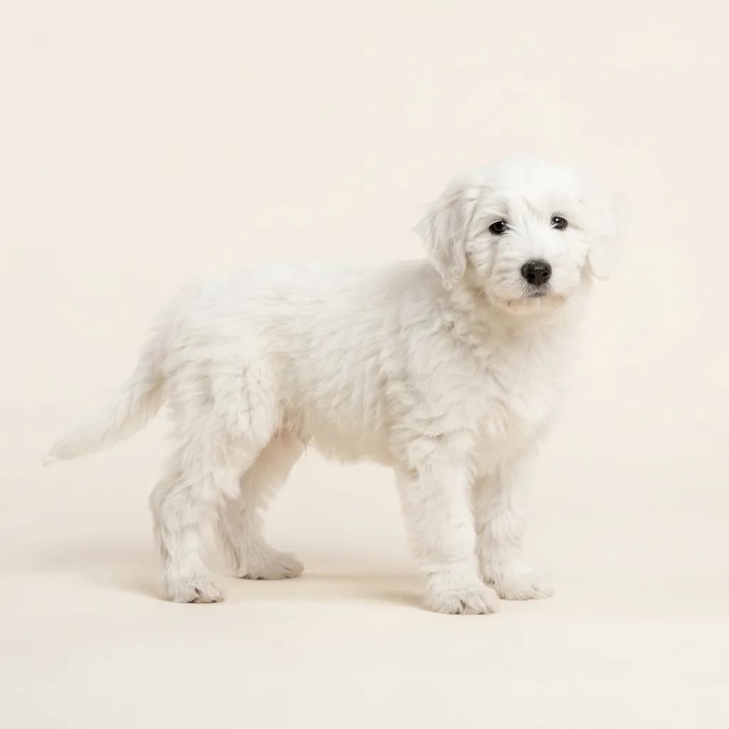 White Polish Lowland Sheepdog — coat colour and appearance