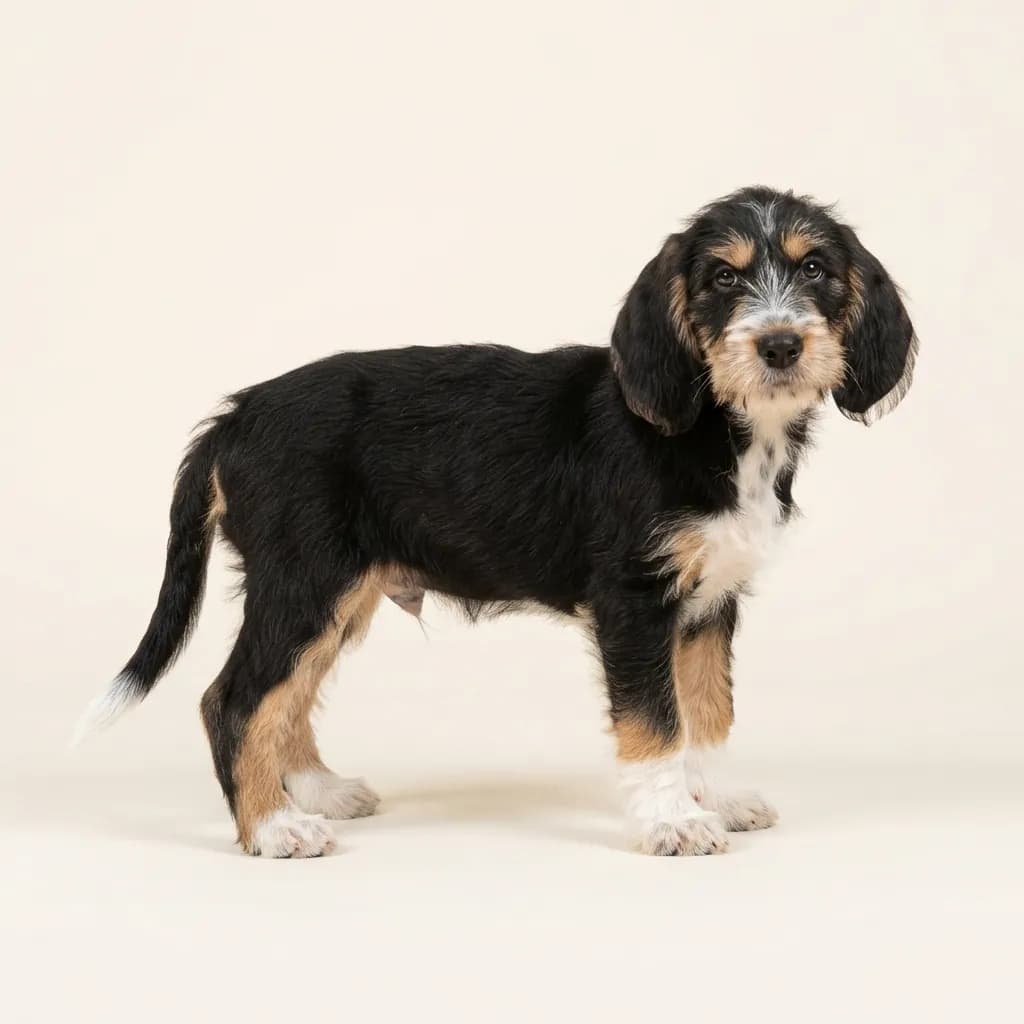 Otterhund in Dreifarbig (Tricolor) — Fellfarbe und Aussehen