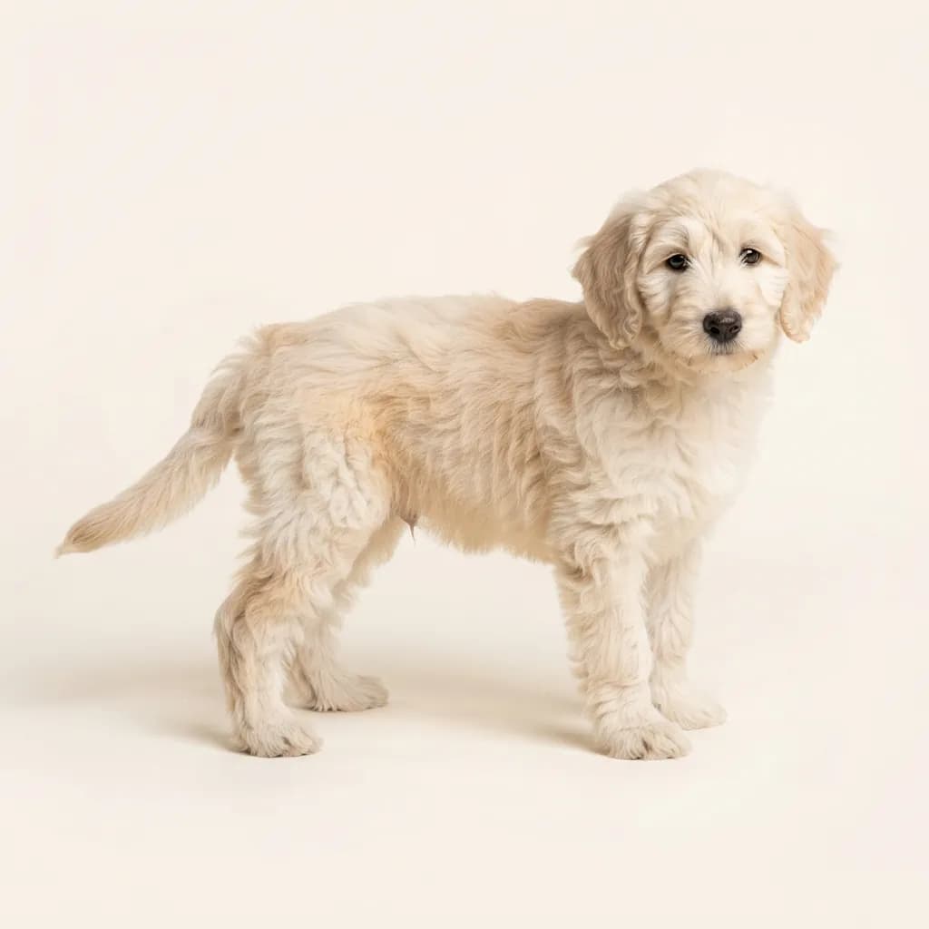 Labradoodle (Labrador x Pudel) in Creme — Fellfarbe und Aussehen