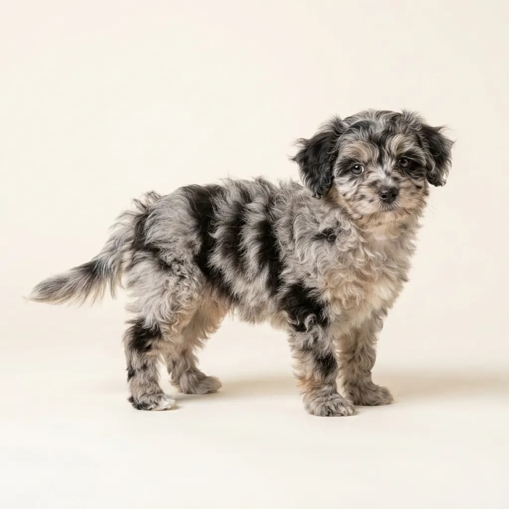 Pomapoo in Merle (Tiger) — Fellfarbe und Aussehen