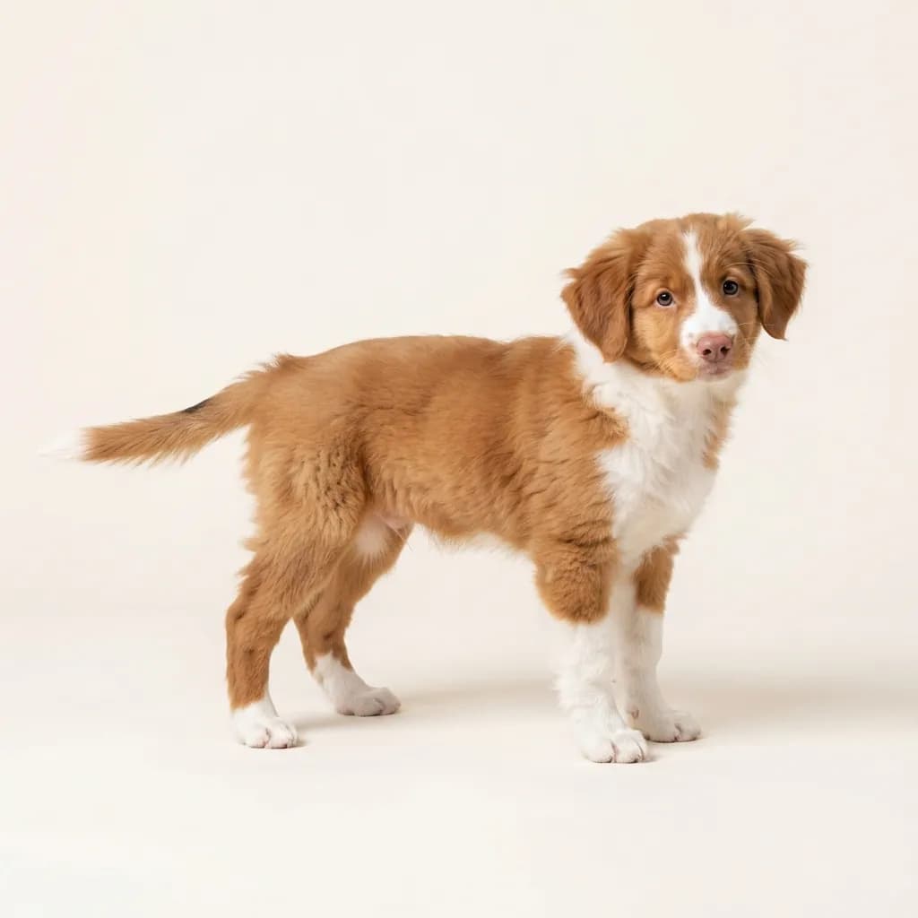 Red and white Tollerdoodle — coat colour and appearance