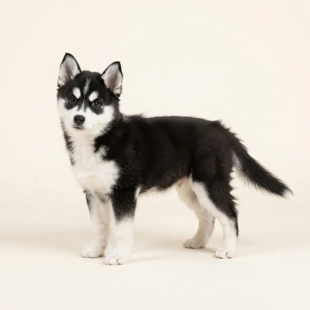 Black and white Pomsky — coat colour and appearance