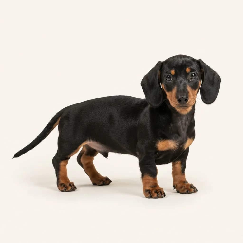 Black and tan Smooth-haired Dachshund — coat colour and appearance