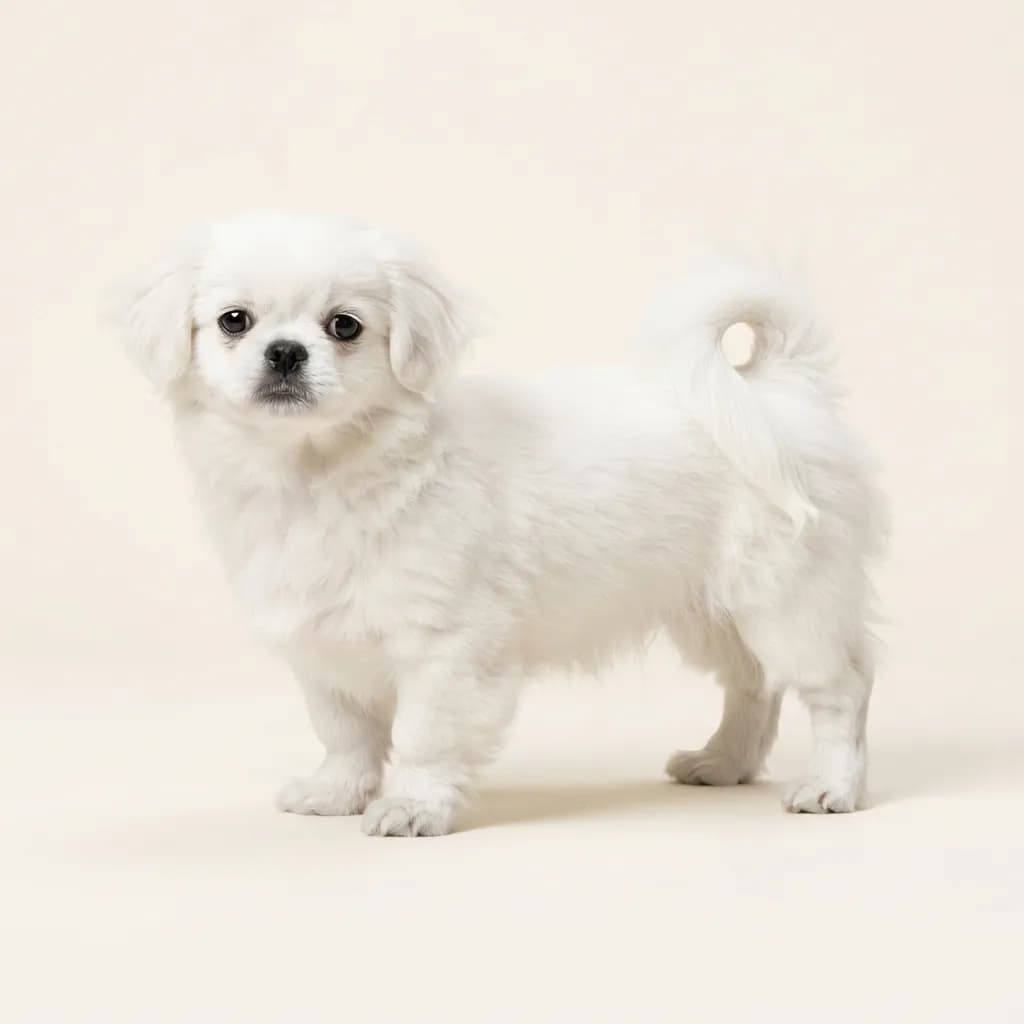 Pekingese in Weiß — Fellfarbe und Aussehen