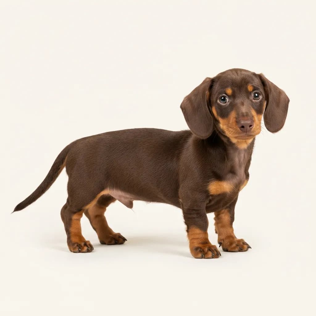 Brown and tan Miniature Smooth-haired Dachshund — coat colour and appearance