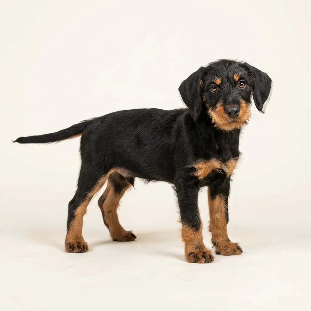 Black and tan Slovakian Wild Boar Dog — coat colour and appearance