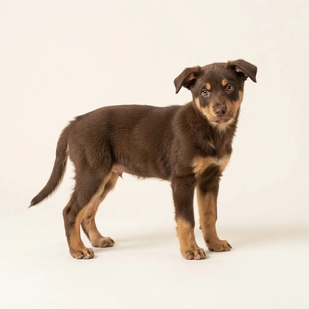 Koolie (Australian Koolie) in Braun mit Loh — Fellfarbe und Aussehen