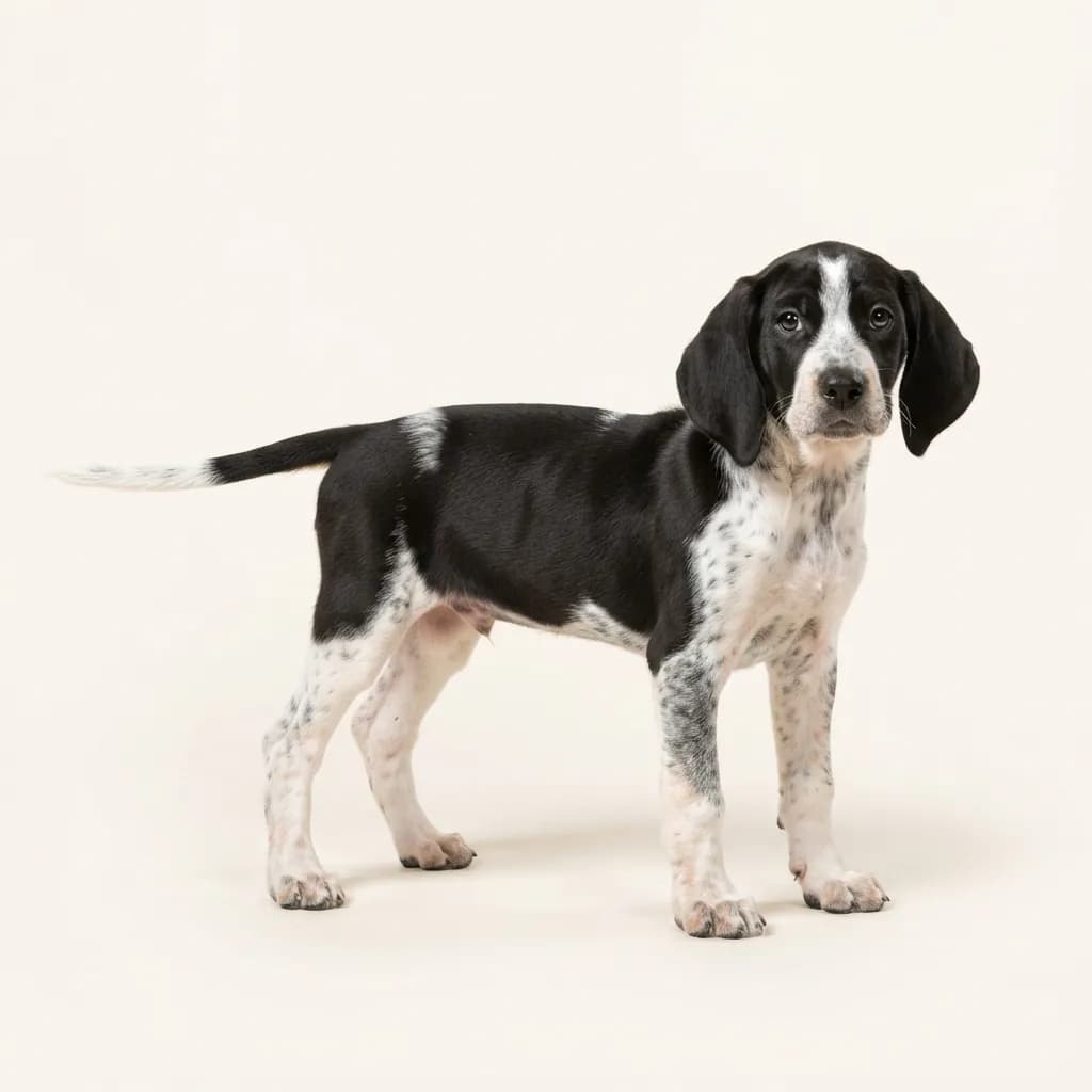 American English Coonhound in Schwarz-Weiß — Fellfarbe und Aussehen