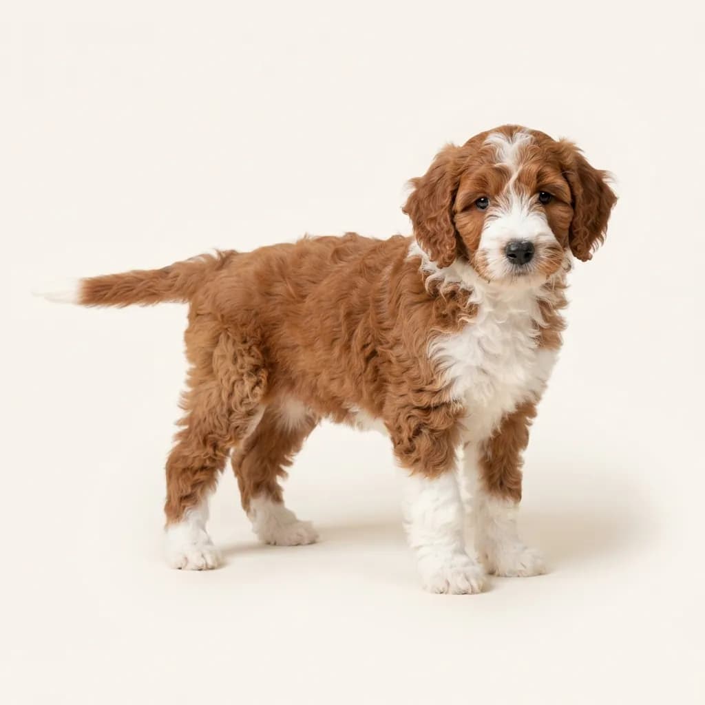 Sheepadoodle in Rot-Weiß — Fellfarbe und Aussehen