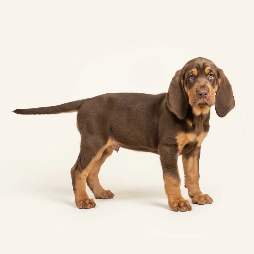 Bloodhound in Braun mit Loh — Fellfarbe und Aussehen
