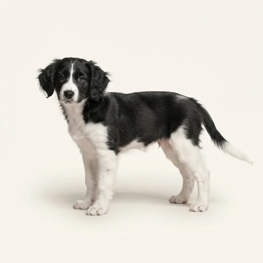 Black and white Dutch Kooikerhondje — coat colour and appearance