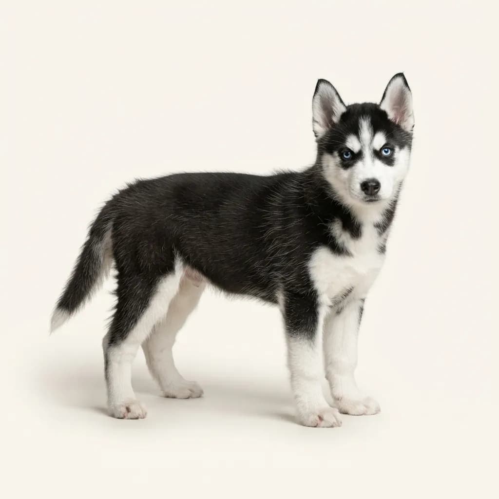 Black and white Siberian Husky — coat colour and appearance