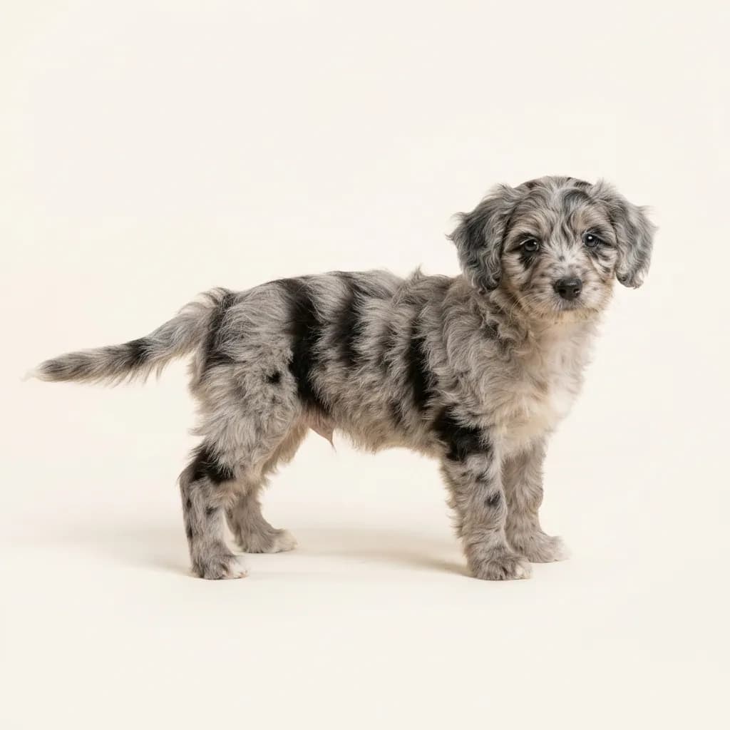 Corgipoo in Merle (Tiger) — Fellfarbe und Aussehen