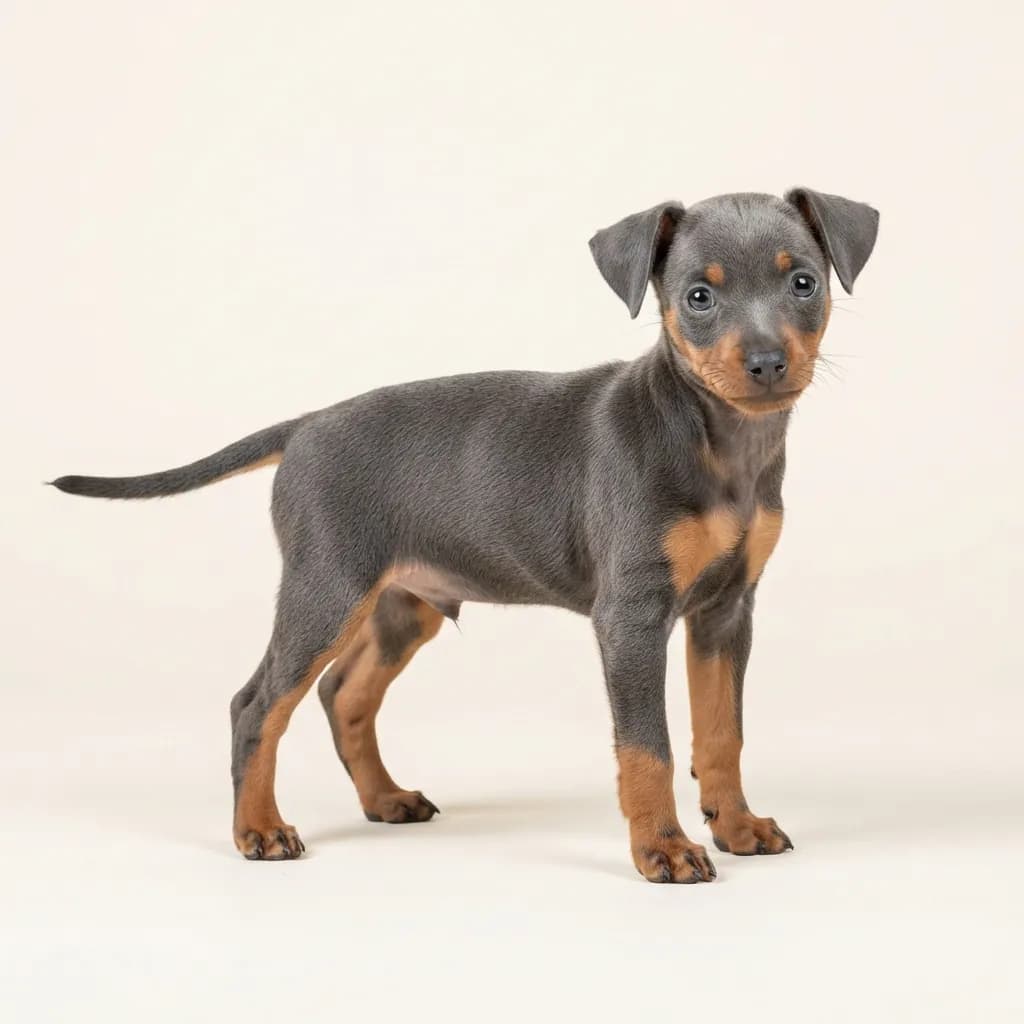 Blue and tan Miniature Pinscher — coat colour and appearance