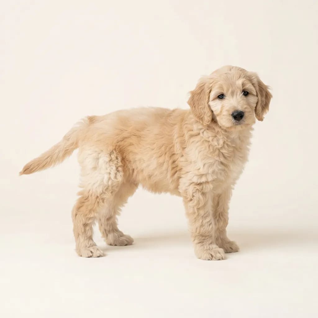 Goldendoodle in Creme — Fellfarbe und Aussehen