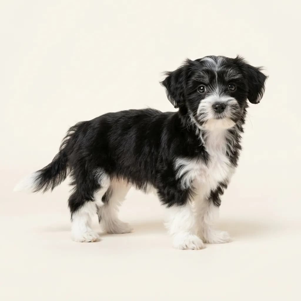 Morkie in Schwarz-Weiß — Fellfarbe und Aussehen