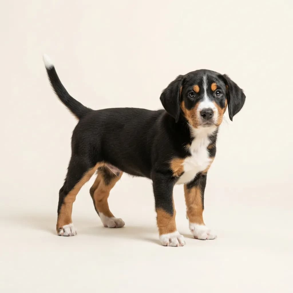 Tricolor Small Swiss Hound (Bernese) — coat colour and appearance
