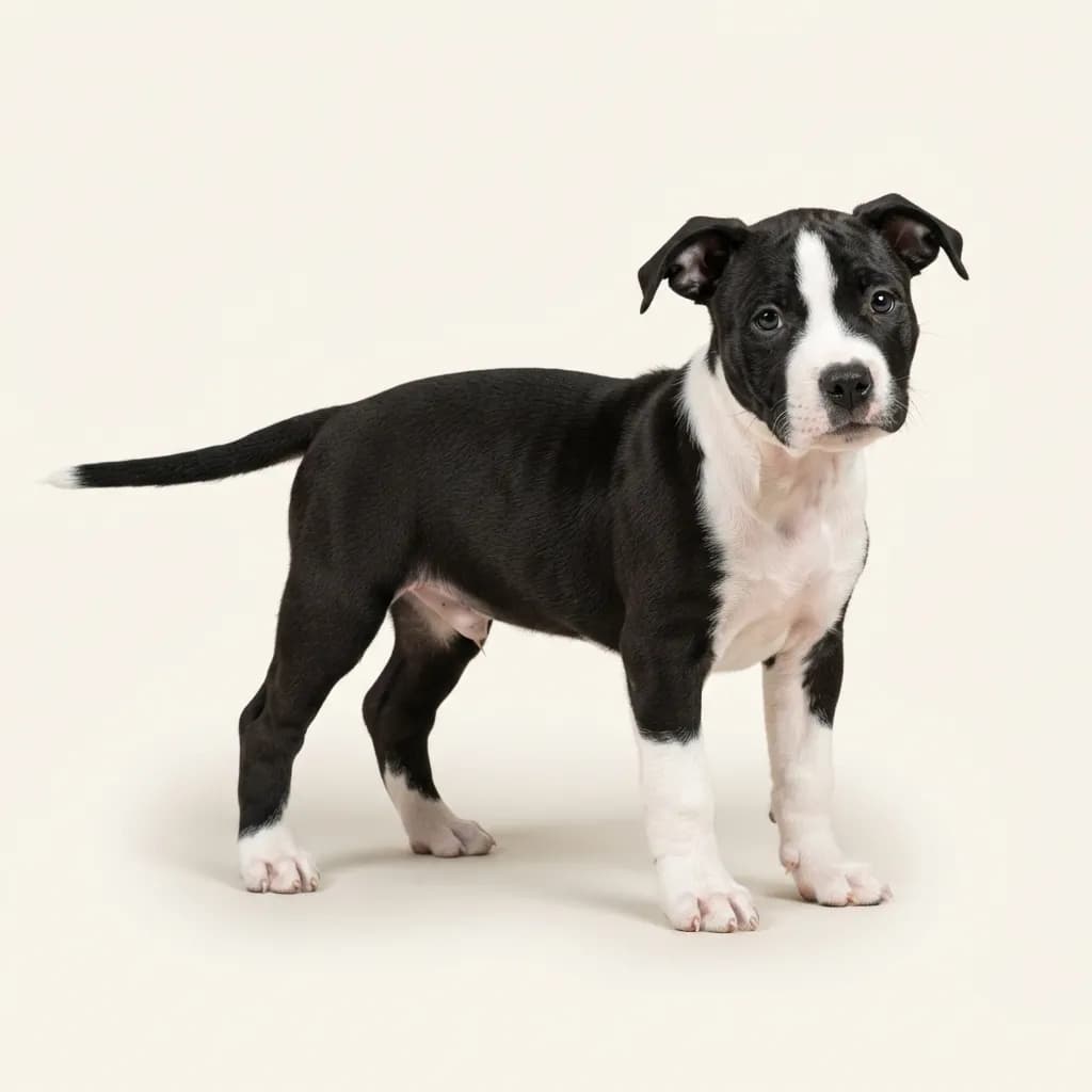 American Staffordshire Terrier in Schwarz-Weiß — Fellfarbe und Aussehen