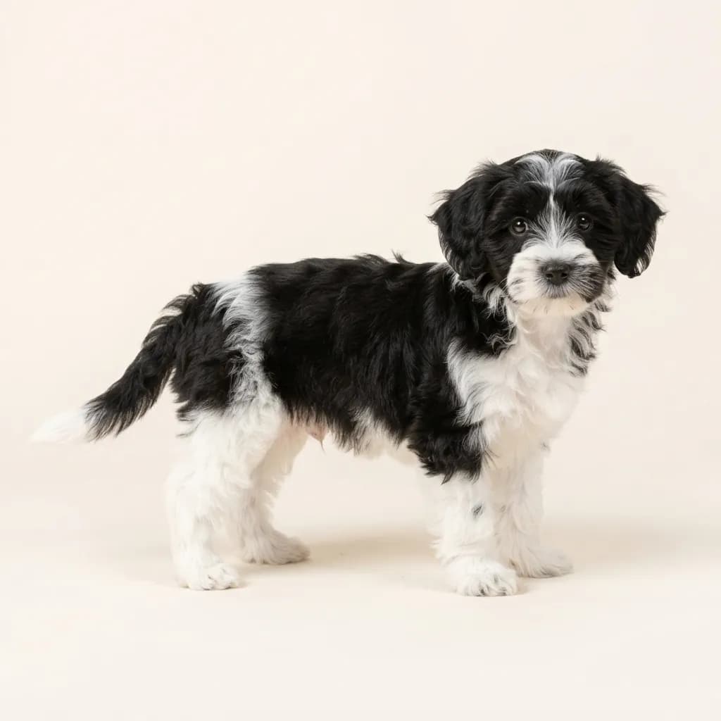 Black and white Yorkiepoo — coat colour and appearance