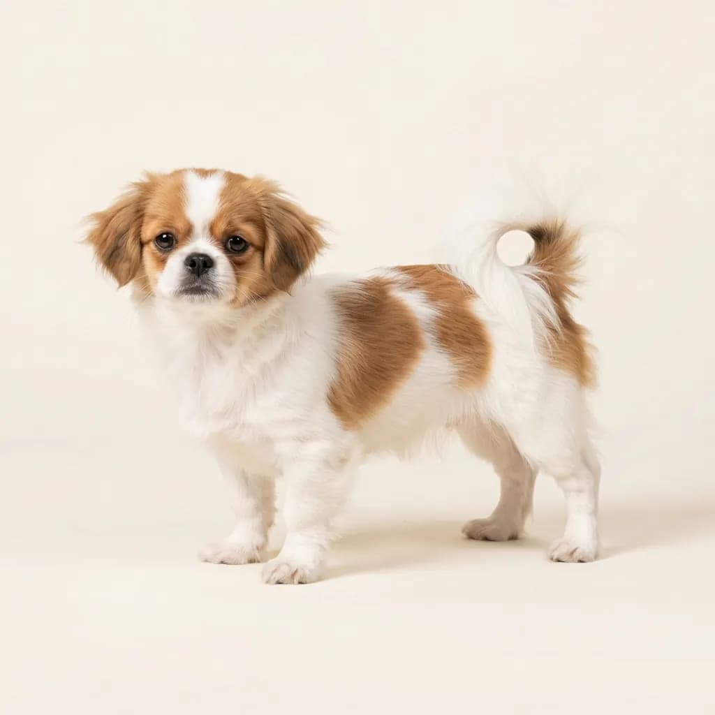 Pekingese in Gescheckt — Fellfarbe und Aussehen