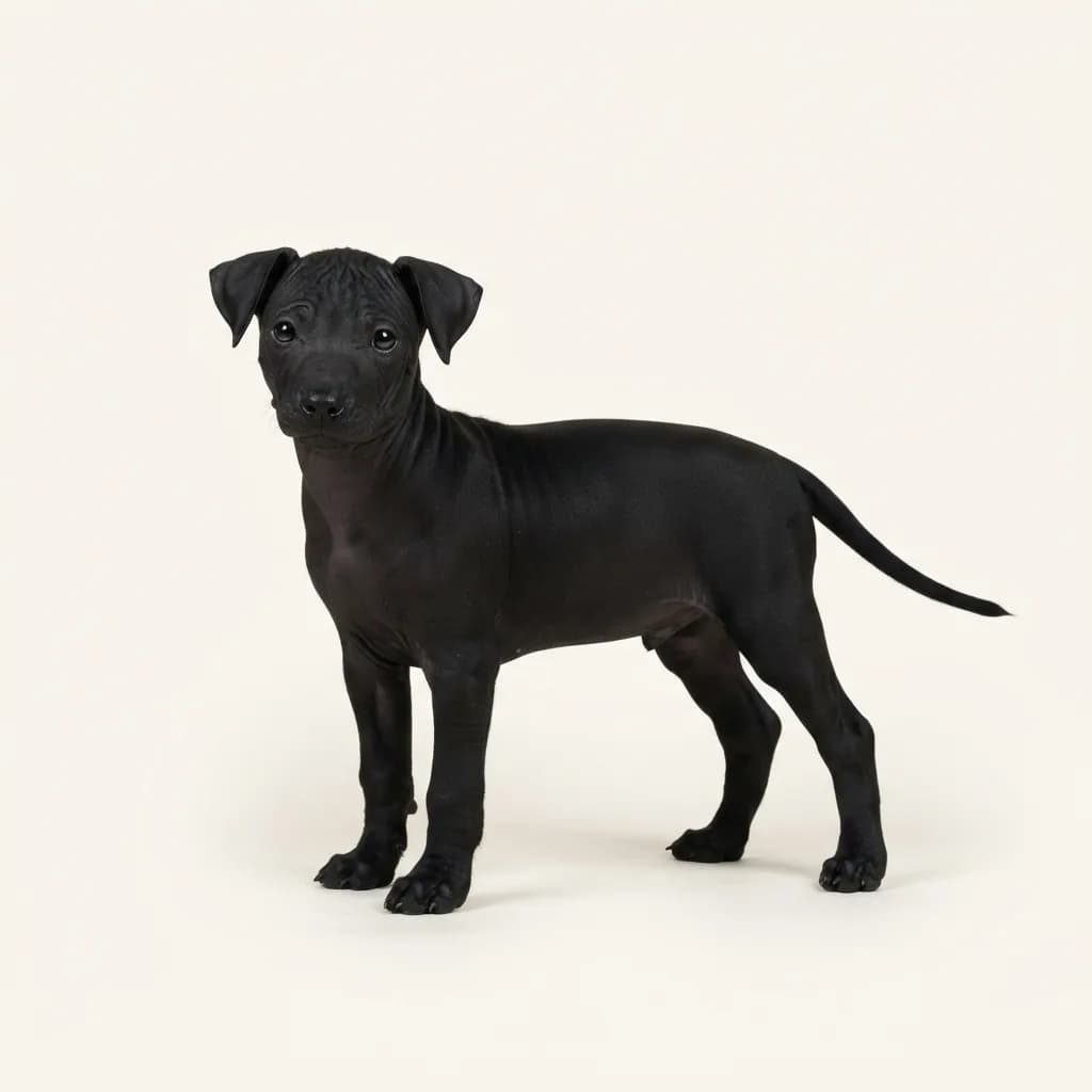 American Hairless Terrier in Schwarz — Fellfarbe und Aussehen
