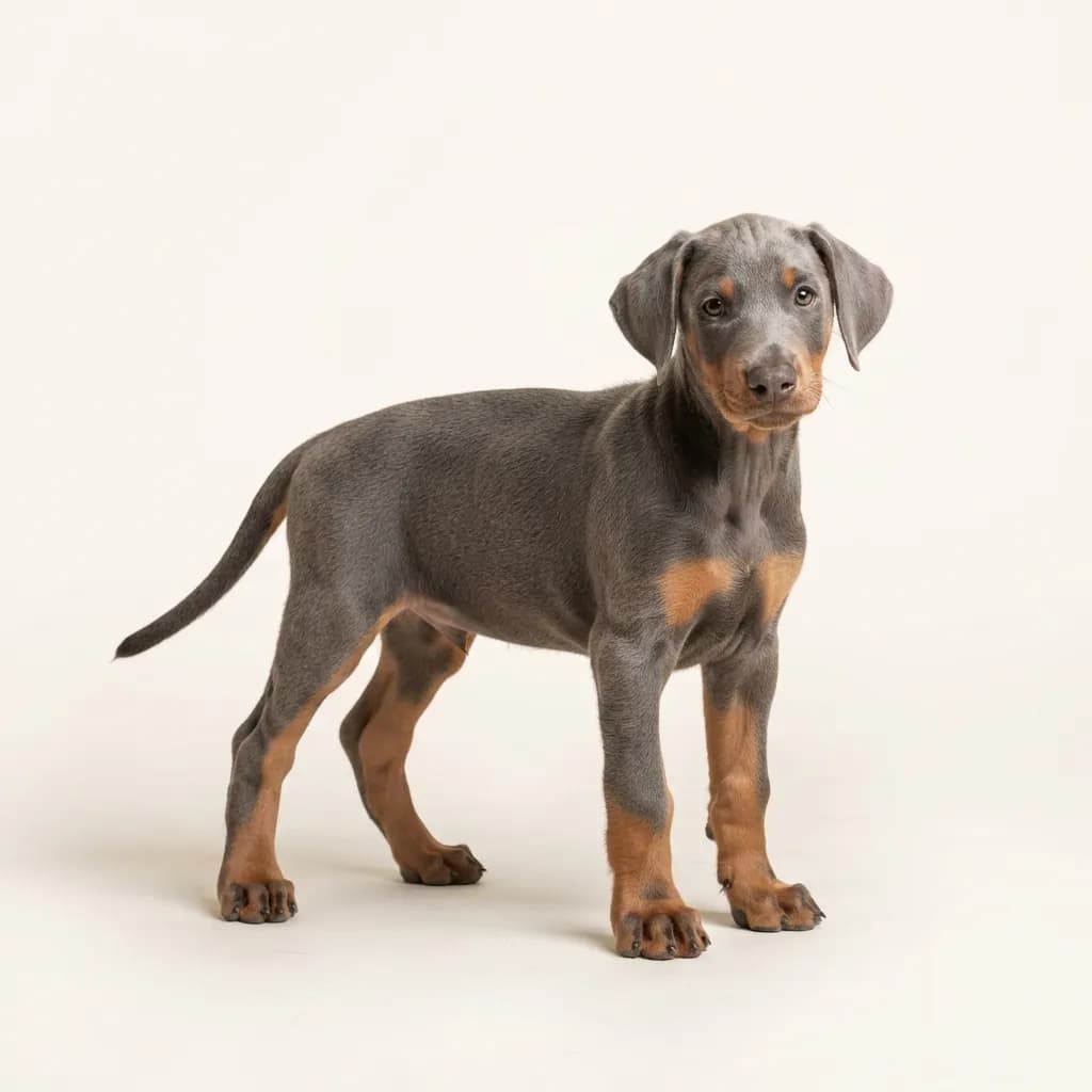 Dobermann in Blau mit Loh — Fellfarbe und Aussehen