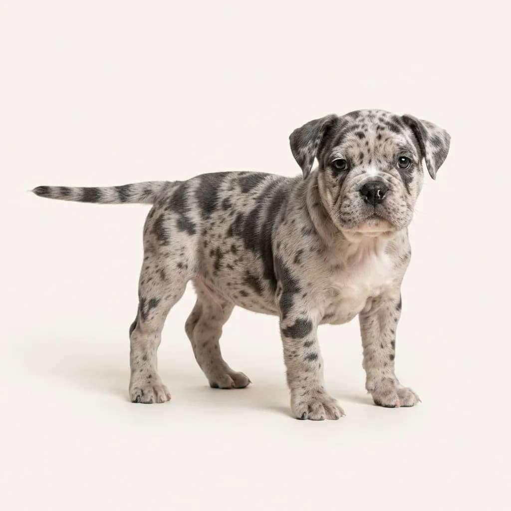 Merle Old English Bulldog — coat colour and appearance
