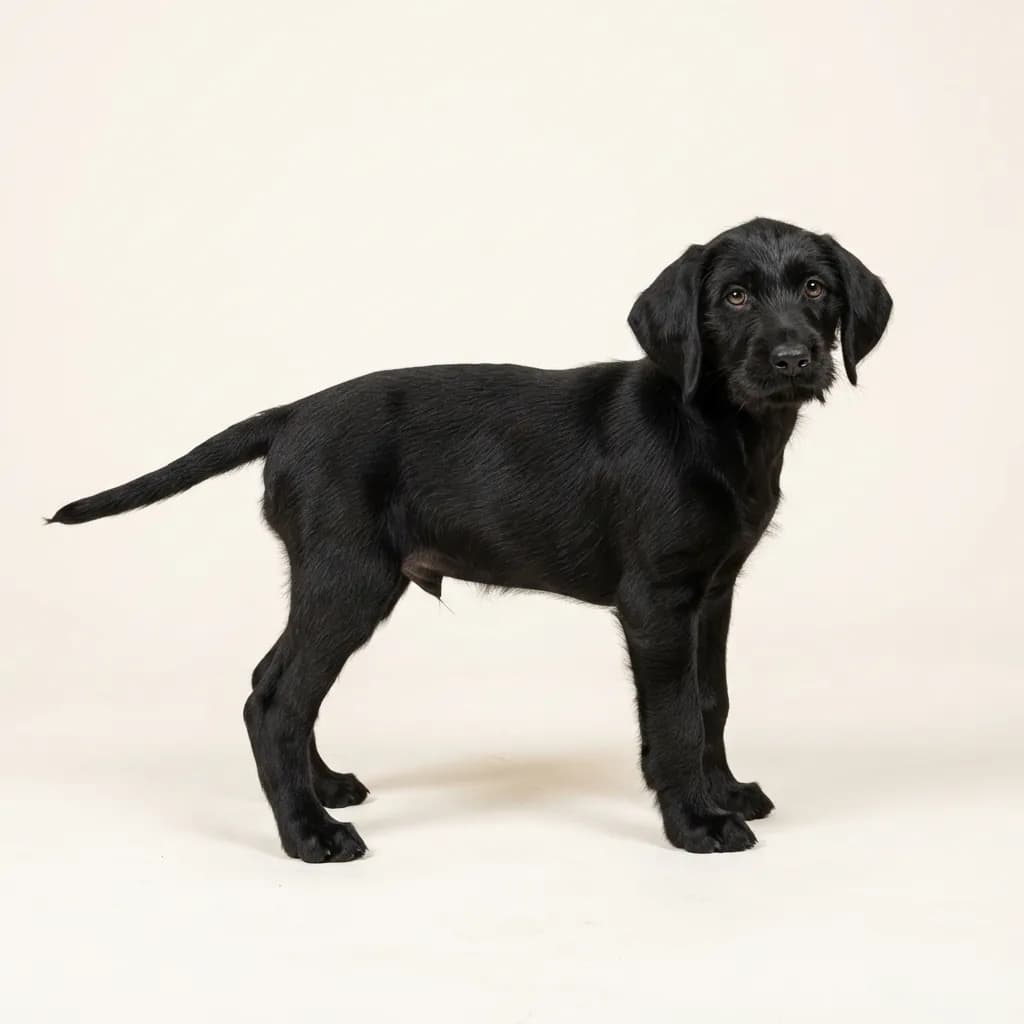 Pudelpointer in Schwarz — Fellfarbe und Aussehen