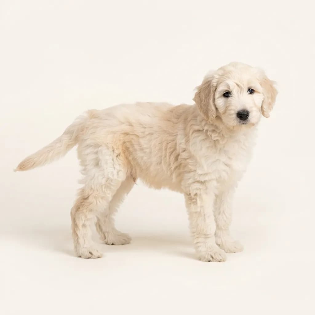 Sheepadoodle in Creme — Fellfarbe und Aussehen