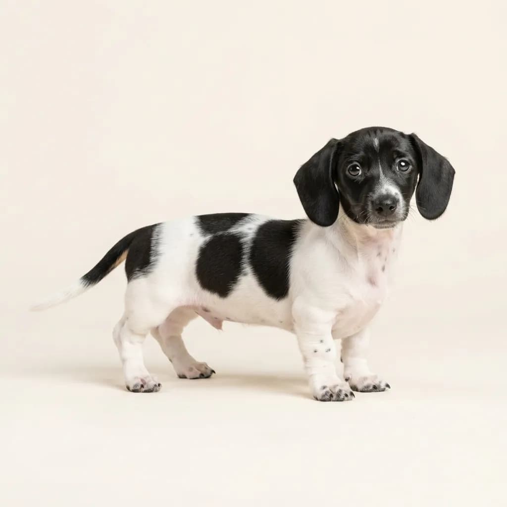 Piebald Smooth-haired Dachshund — coat colour and appearance