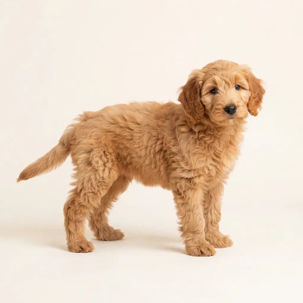 Labradoodle (Labrador x Pudel) in Apricot — Fellfarbe und Aussehen
