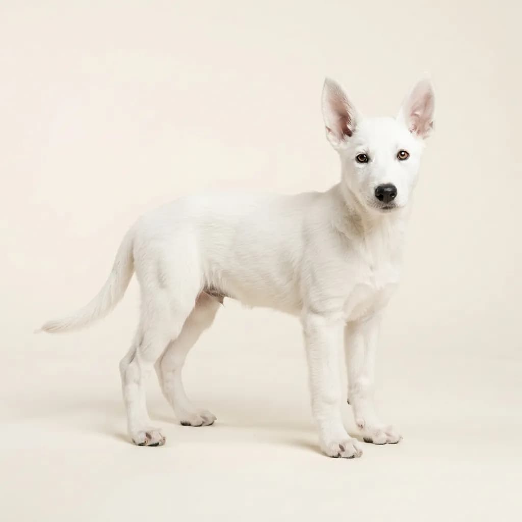 Podenco Canario in Weiß — Fellfarbe und Aussehen