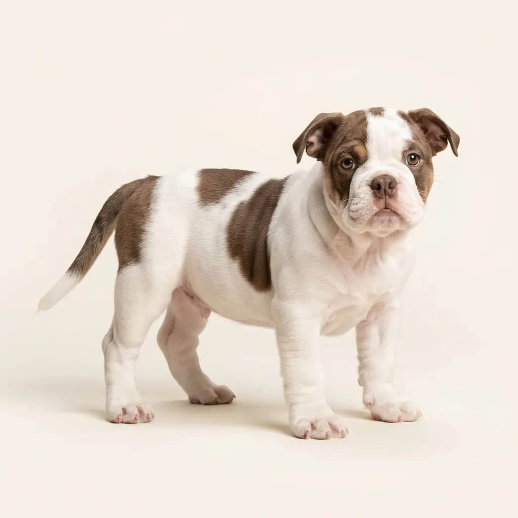 Englische Bulldogge in Gescheckt — Fellfarbe und Aussehen