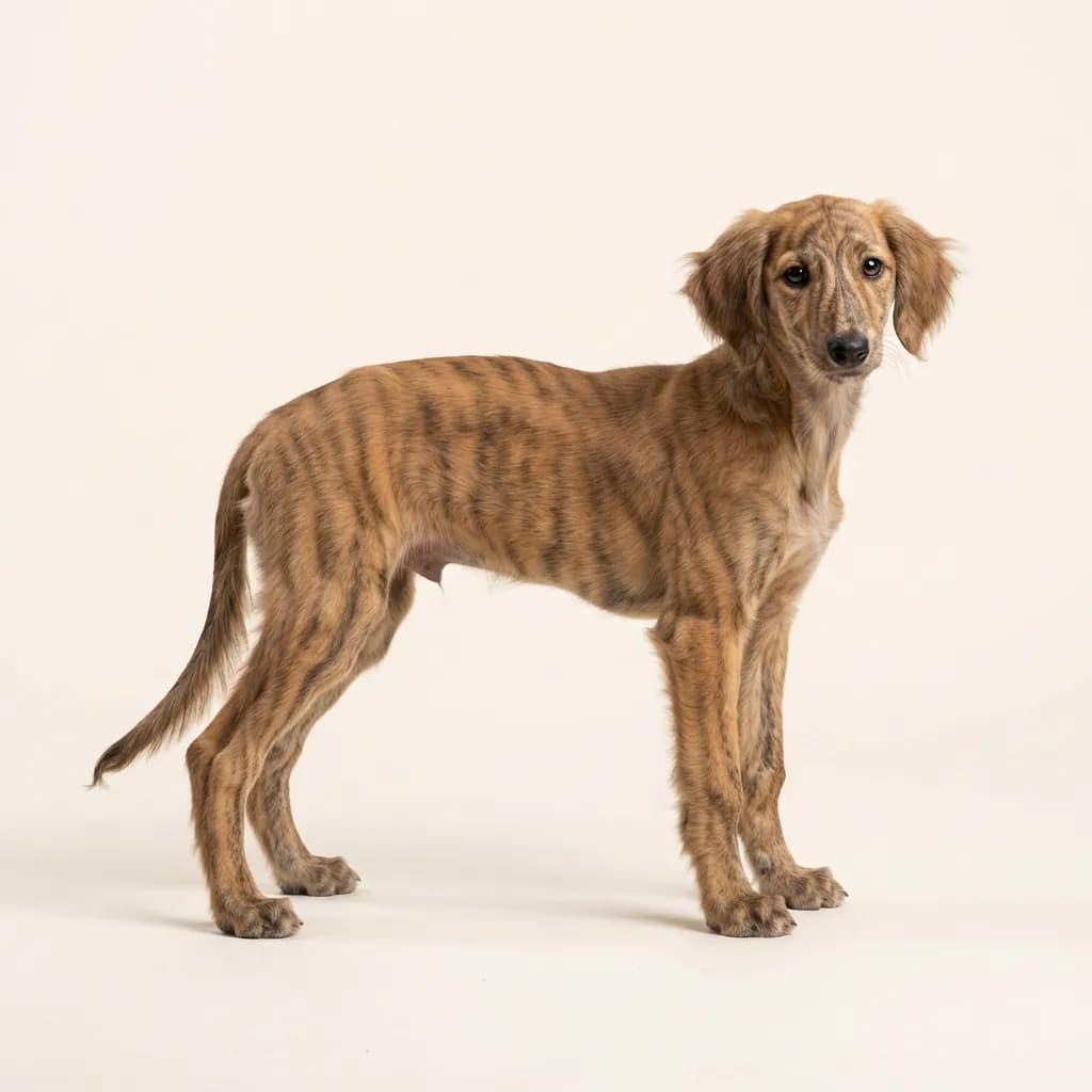 Saluki in Gestromt — Fellfarbe und Aussehen