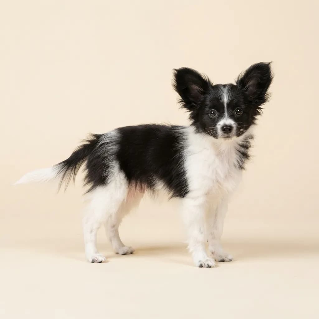 Black and white Continental Toy Spaniel (Papillon) — coat colour and appearance