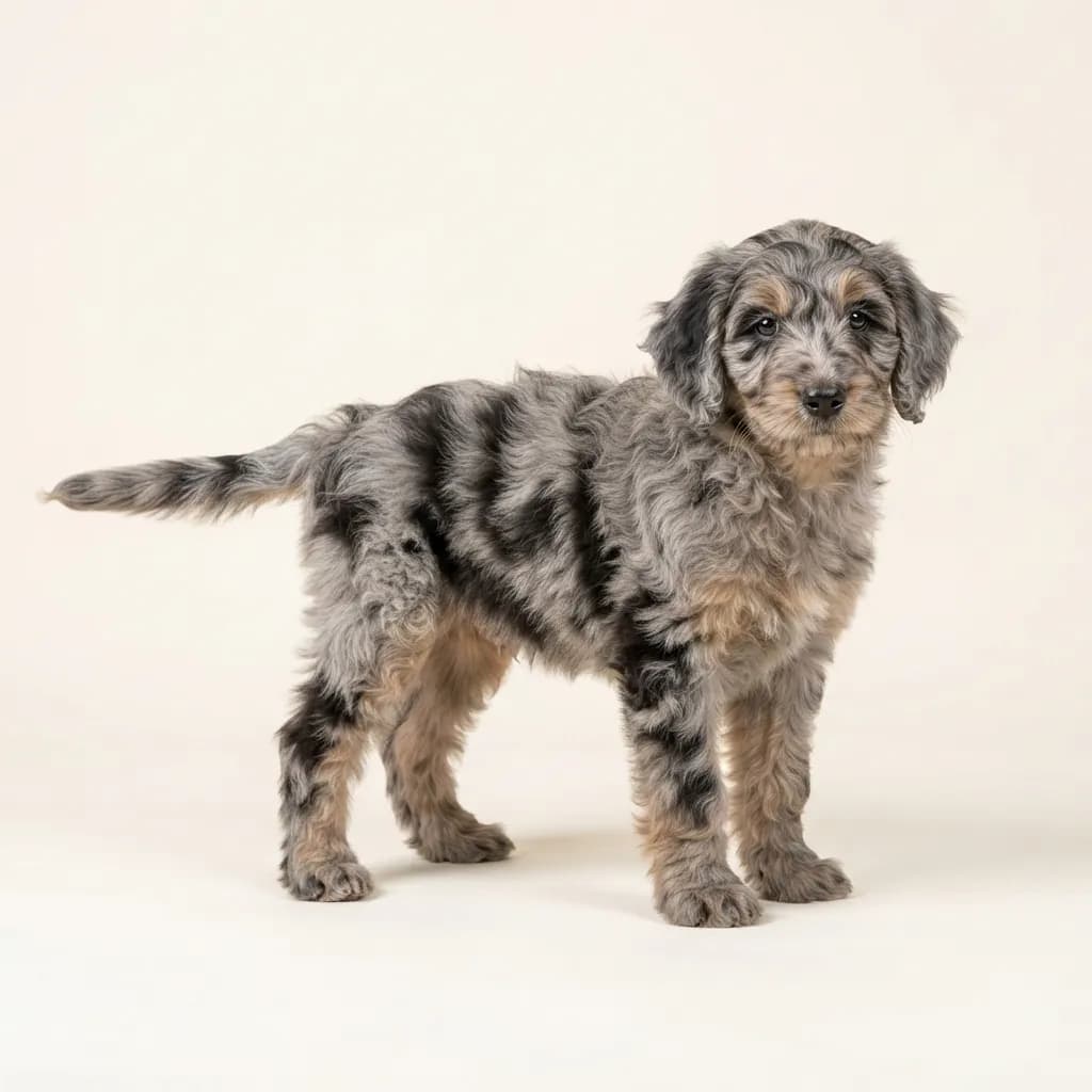 Whoodle in Merle (Tiger) — Fellfarbe und Aussehen