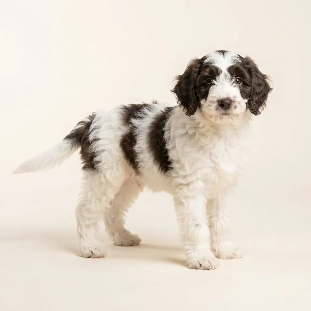 Piebald Australian Labradoodle — coat colour and appearance