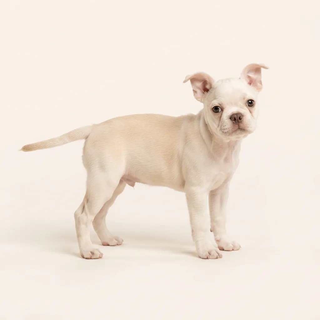 Boston Terrier in Creme — Fellfarbe und Aussehen
