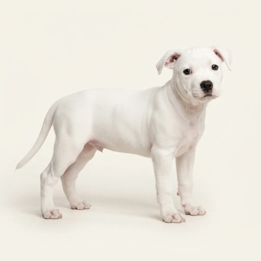 American Staffordshire Terrier in Weiß — Fellfarbe und Aussehen