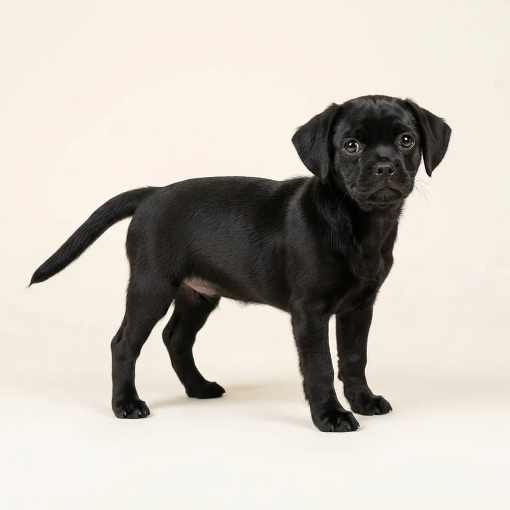 Puggle in Schwarz — Fellfarbe und Aussehen