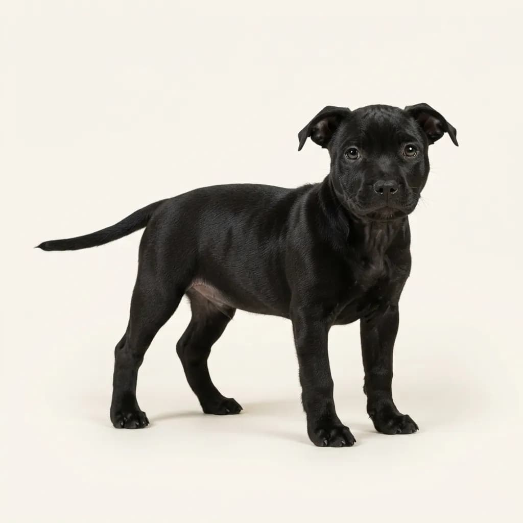Staffordshire Bull Terrier in Schwarz — Fellfarbe und Aussehen