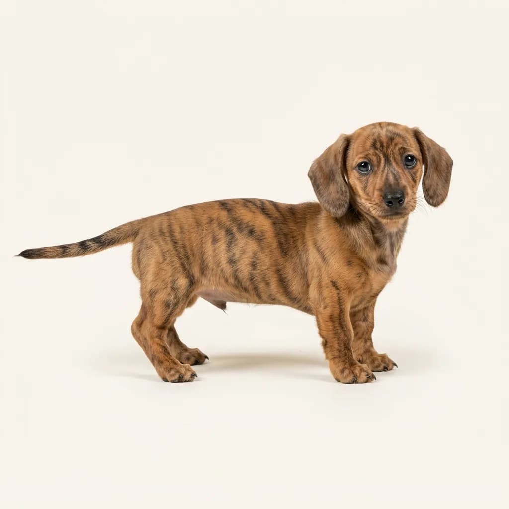 Brindle Miniature Smooth-haired Dachshund — coat colour and appearance