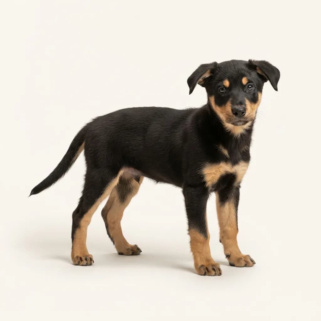 Koolie (Australian Koolie) in Schwarz mit Loh — Fellfarbe und Aussehen
