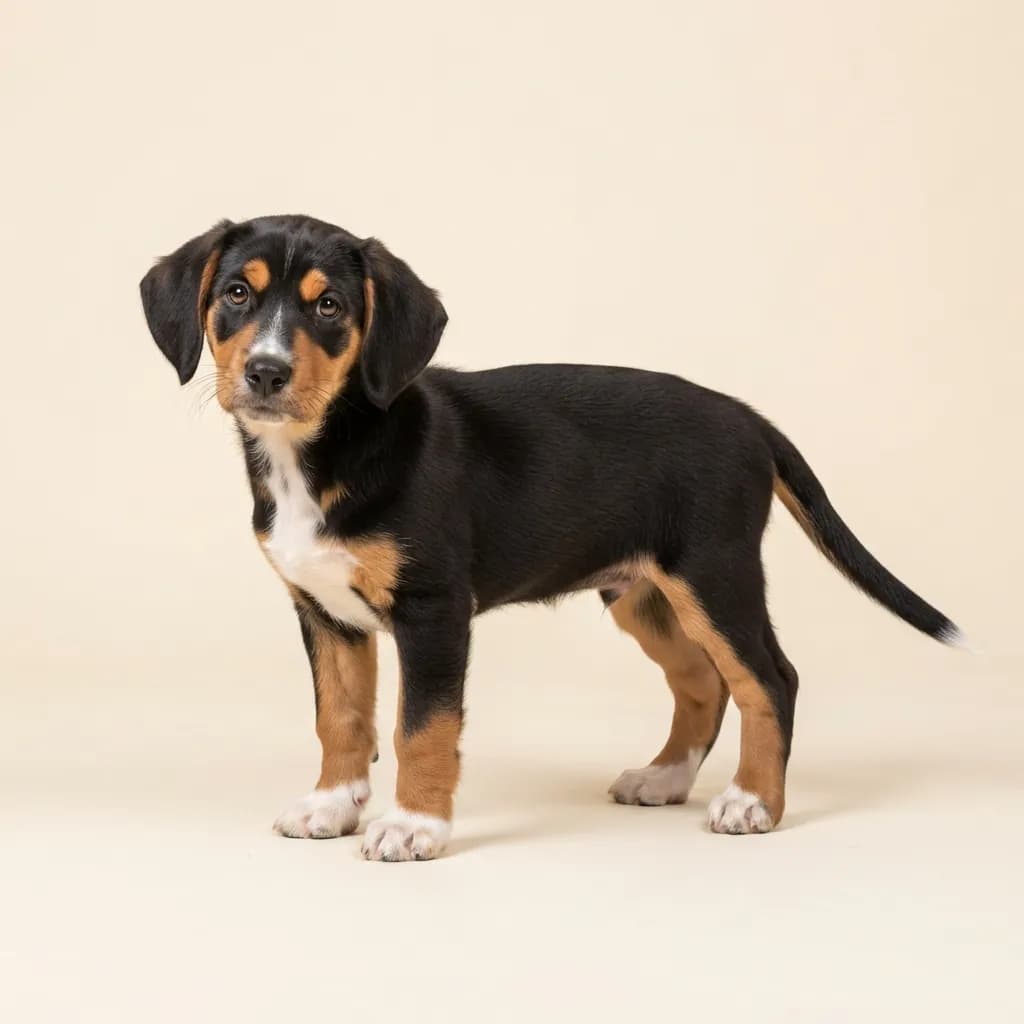 Tricolor Dunkerhund (Dunkerbracke - Norwegian Hound) — coat colour and appearance