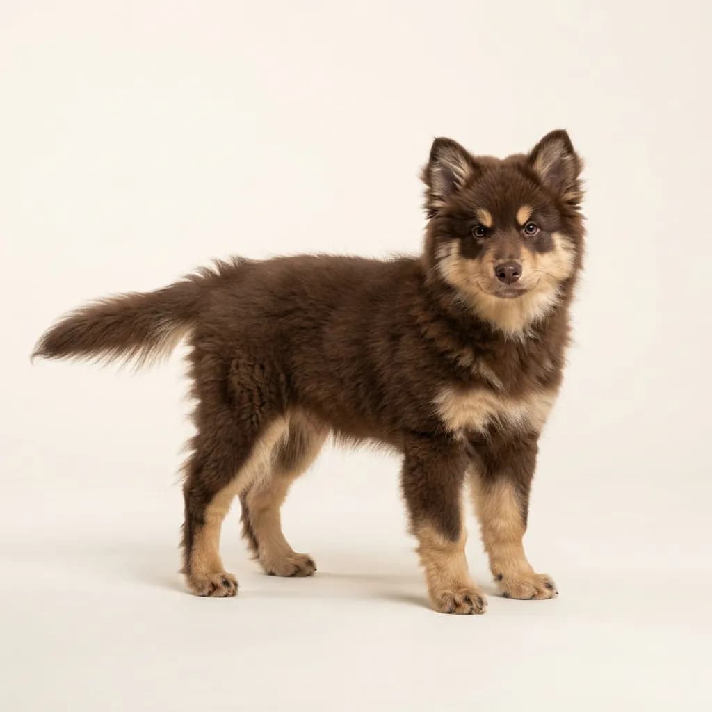 Brown and tan Finnish Lapphund (Suomenlapinkoira) — coat colour and appearance